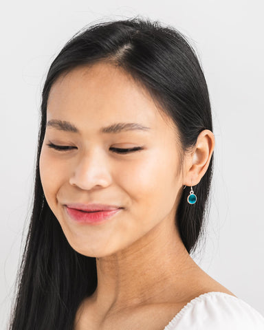 Bottled Up Designs sterling silver posts complement aqua glass with durable, hypoallergenic appeal