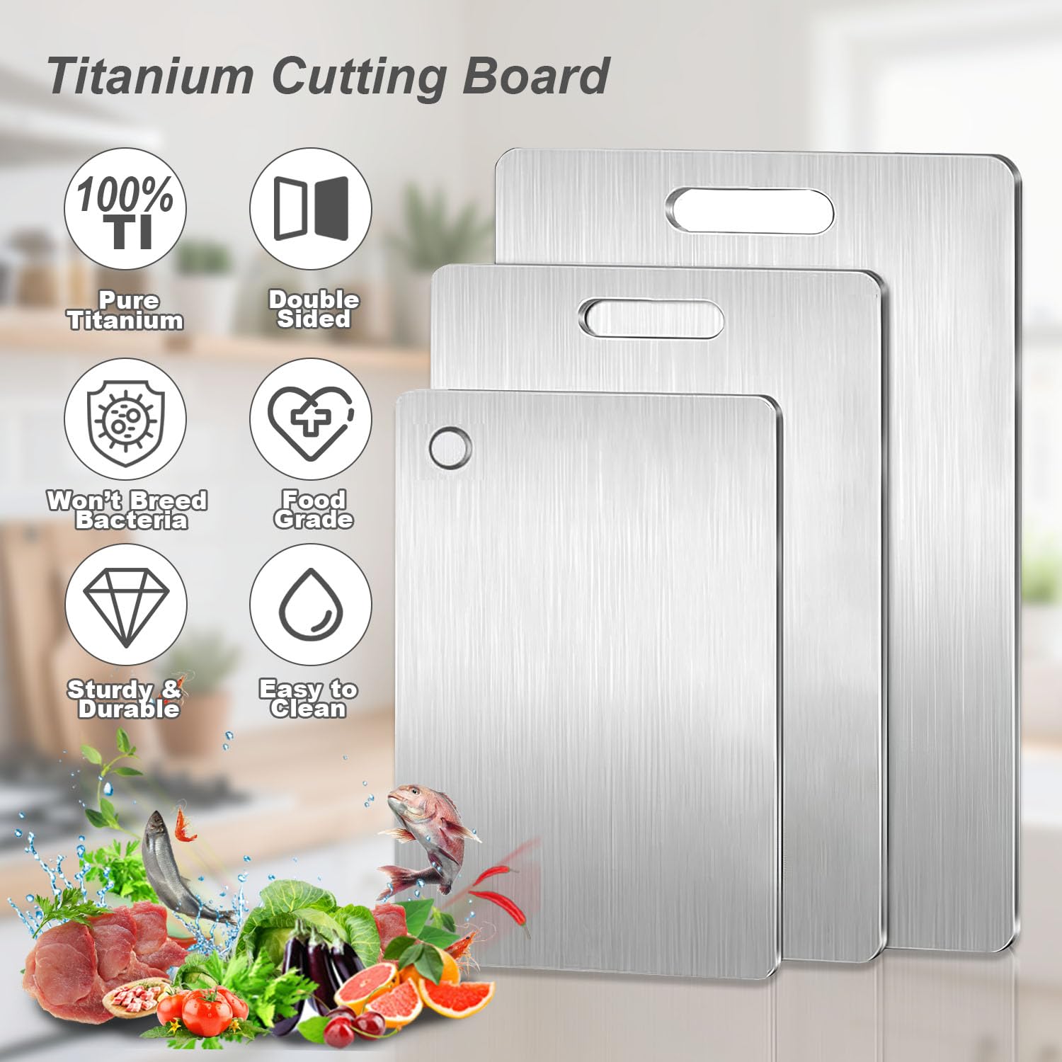 BOTUMIUY titanium cutting board 3-pack – dishwasher safe for quick cleanup after meals.