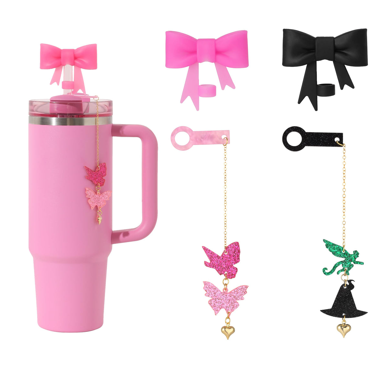 BOTVUG flying monkey butterfly straw charm set adds playful style to cups