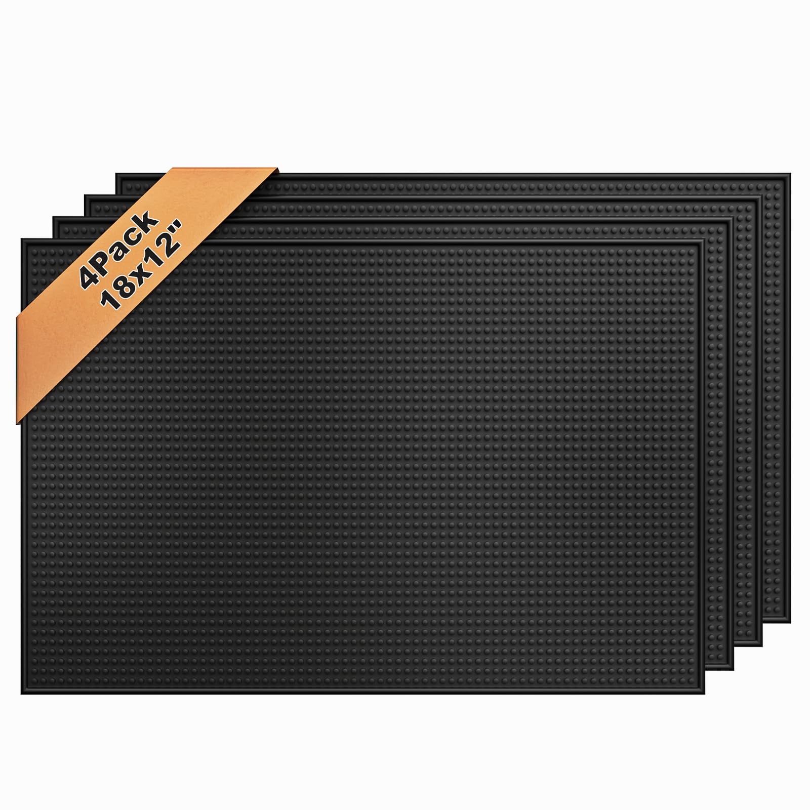 Botyboty 4-pack rubber bar mats protecting countertops while keeping drinks stable.