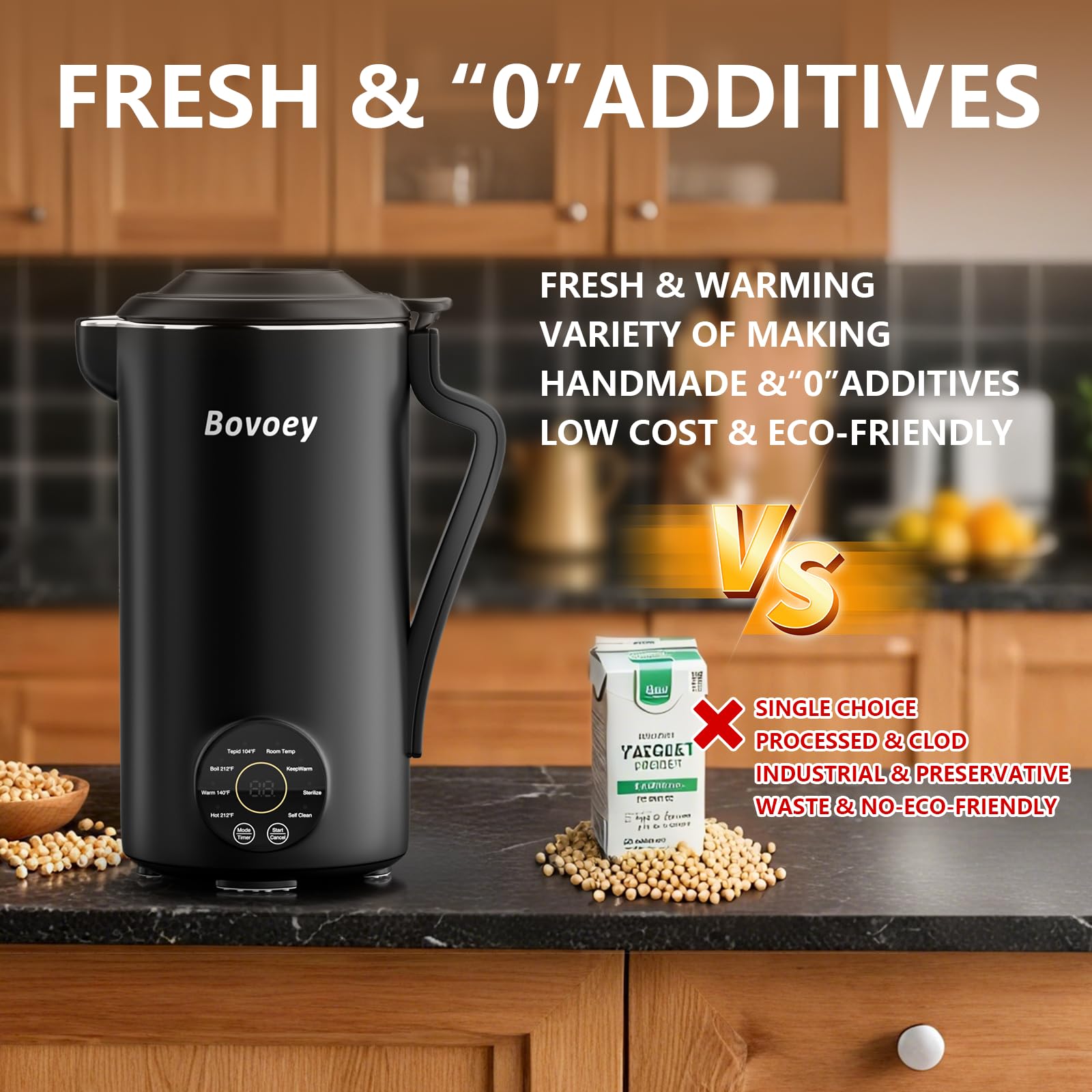 Bovoey Nut Milk Maker keeping warm feature ideal for cozy beverages.