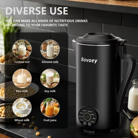 Bovoey Nut Milk Maker self-clean function simplifying kitchen cleanup.