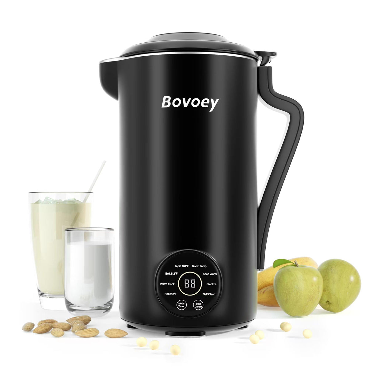 Bovoey Nut Milk Maker top view on a counter, compact and space-saving.