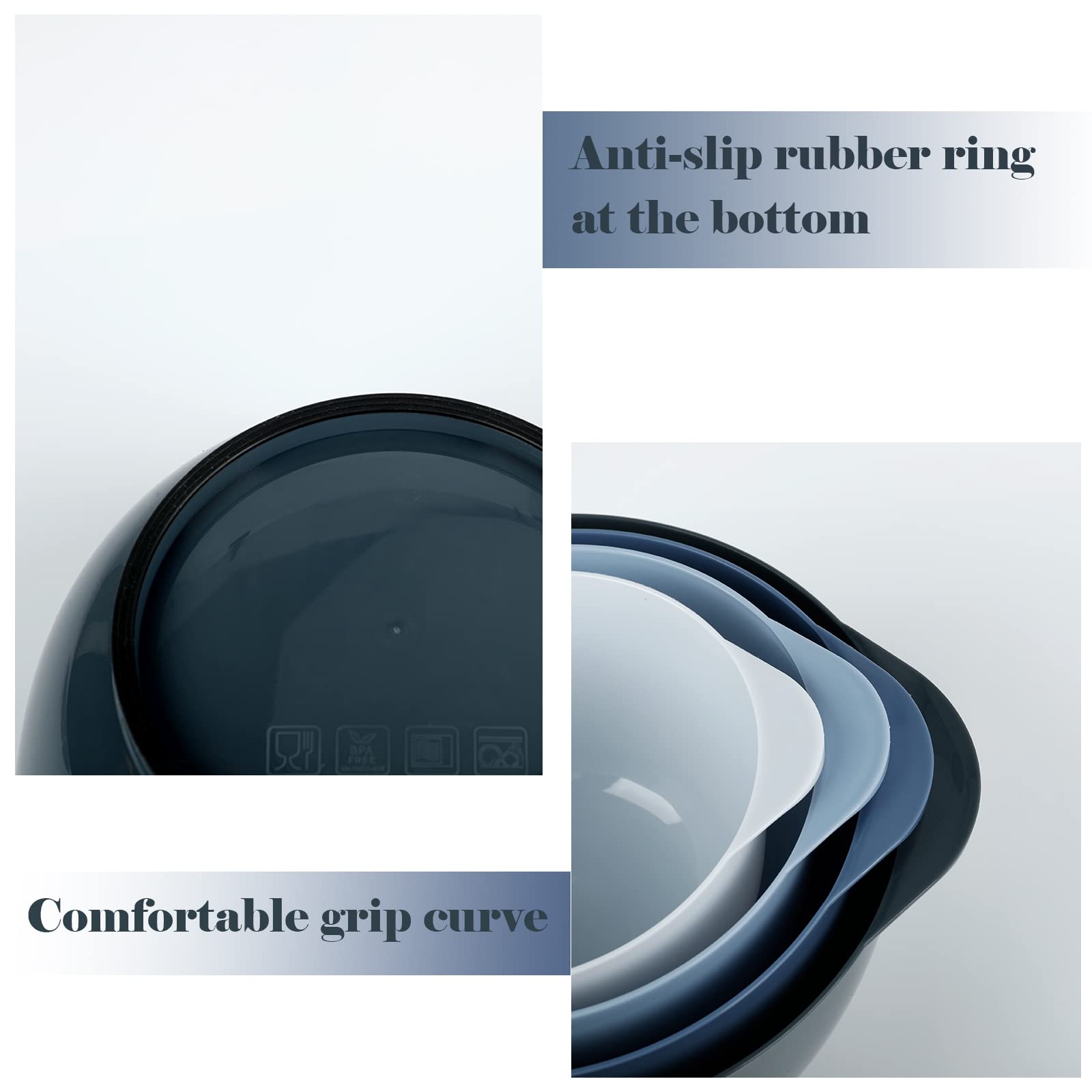 BoxedHome haze blue nesting bowls saved space when stacked.