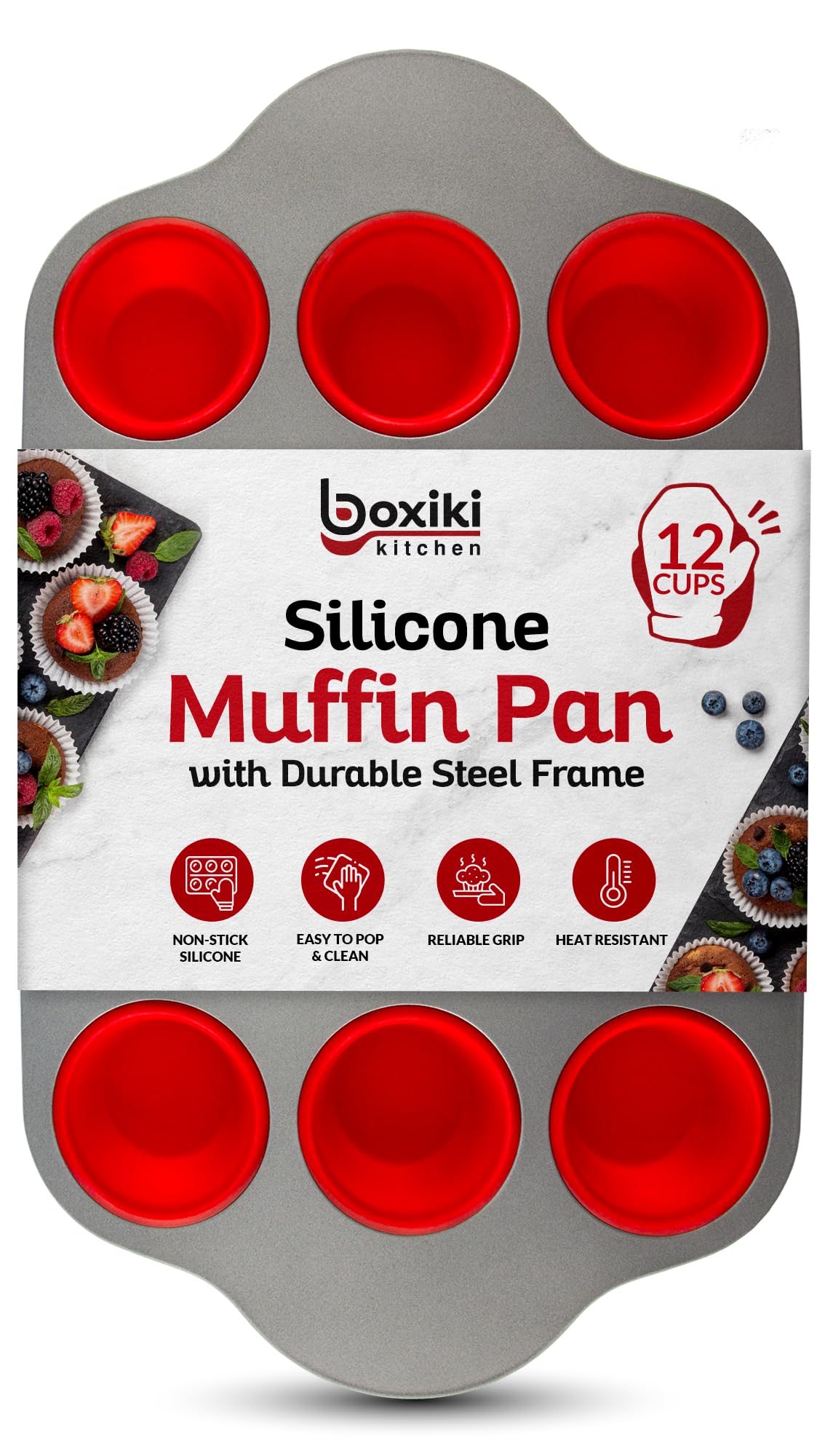Boxiki Kitchen compact muffin pan for neat, space-saving storage