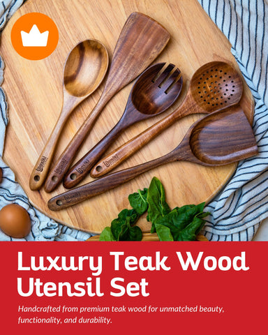 Boxiki Kitchen teak wok spatula for high-heat sautéing and even stirring.