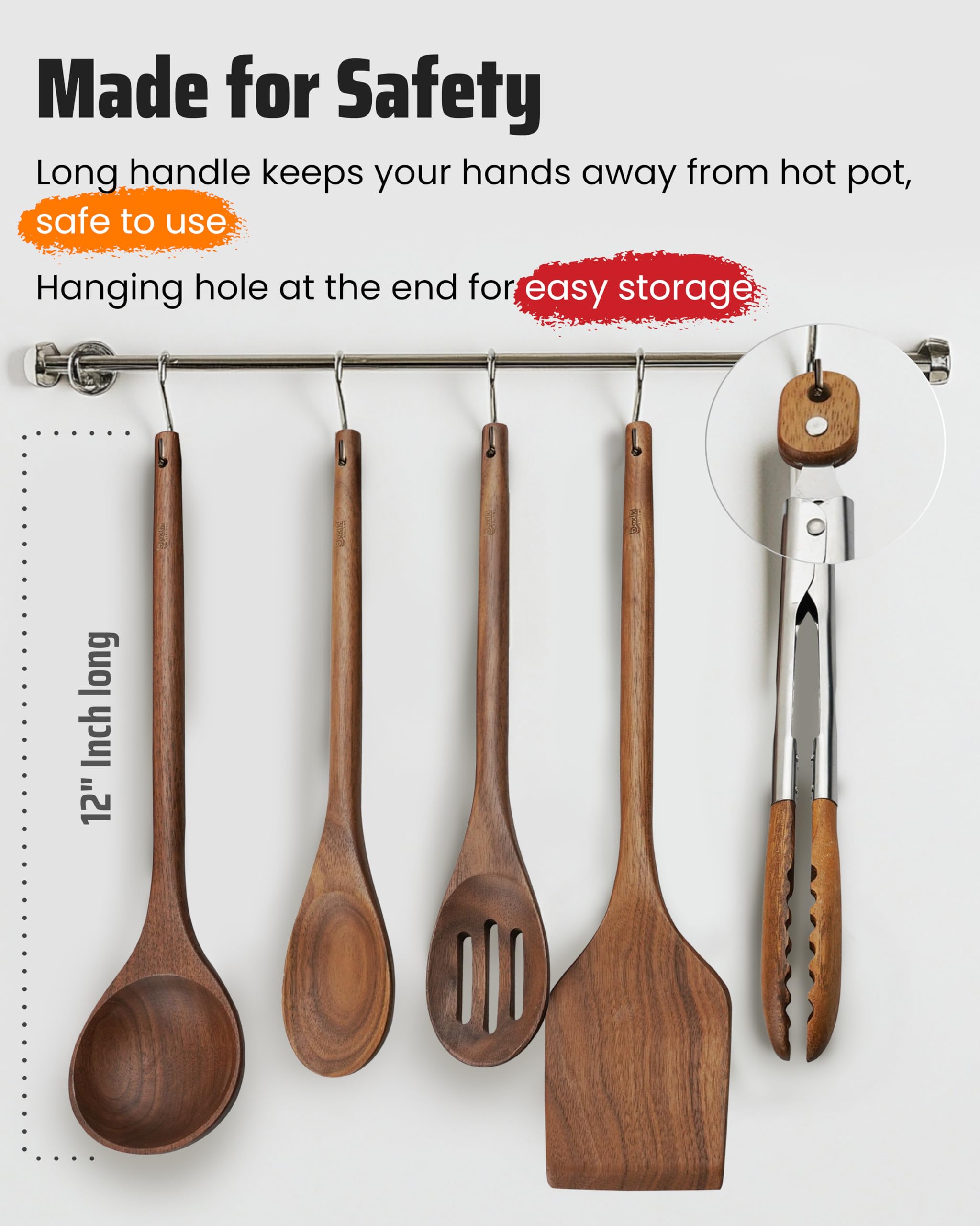 Boxiki Kitchen wooden ladle in walnut with comfortable grip for soups