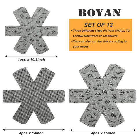 BOYAN medium pot protectors between pans for safe nesting and organization