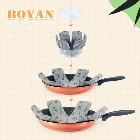BOYAN three-size felt set ensures a snug fit for cookware, glassware, and bowls