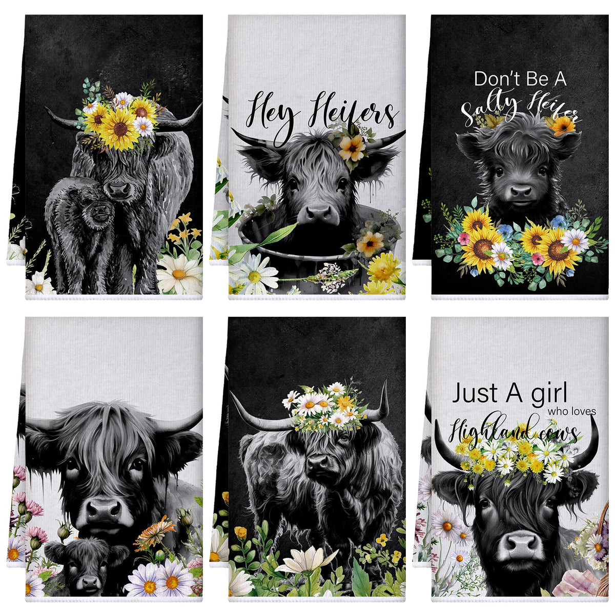 Boyiee Highland Cow towel bluebird design for daily dish drying
