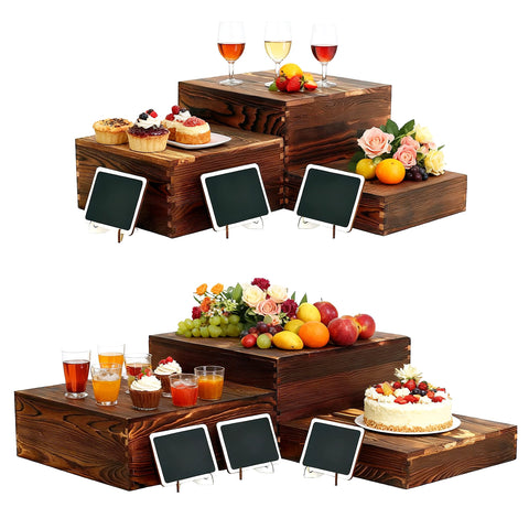 BOY MCOWBOY buffet risers 12x12 elevate desserts with rustic charm.