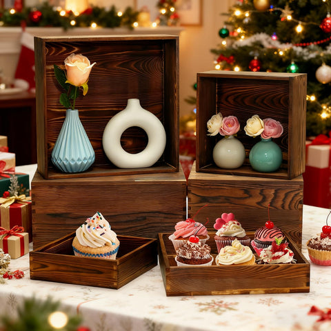 BOY MCOWBOY buffet risers 8x8 create tiered displays for party spreads.