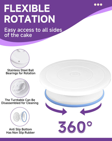 Boyun 11-inch cake turntable with smooth 360° rotation for even icing