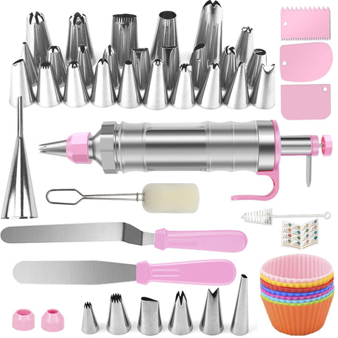Boyun dessert decorating syringe set with 30 nozzles enables detailed cake patterns.