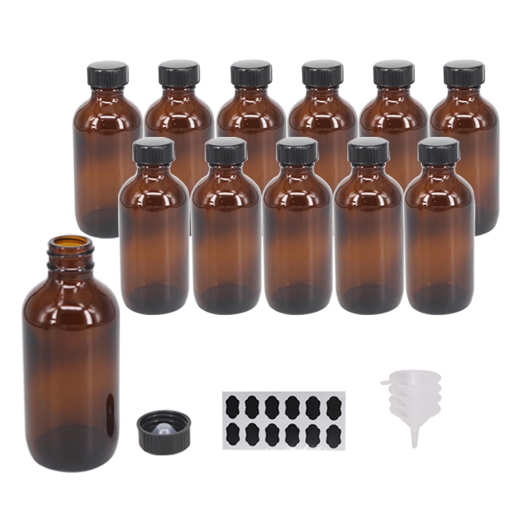 BPFY amber Boston bottle with black cap protects vanilla and oils from light exposure.