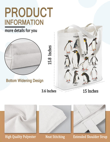 BPVBPV Penguin Tote Bag interior shot reveals spacious main compartment for daily essentials.