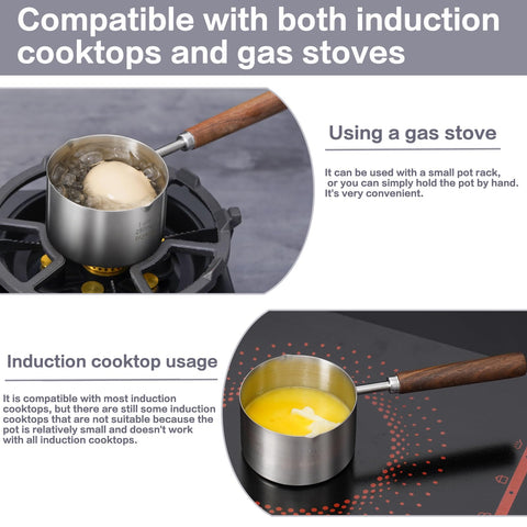 BQWII wooden handle on mini pot for safe, cool-to-touch handling