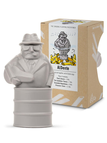 Brainstream Al Dente Taupe pasta timer in pot signals al dente with a cheerful tune.