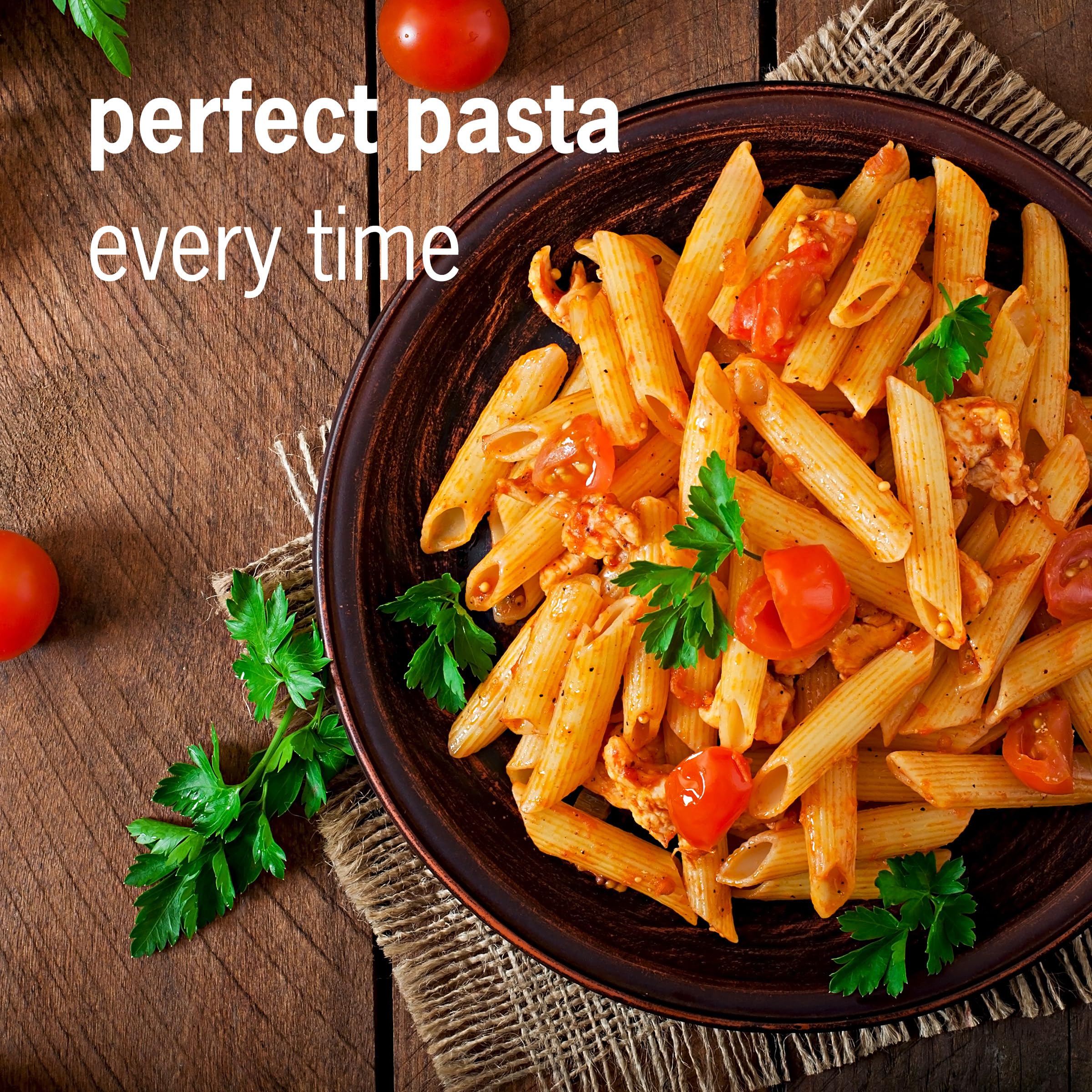 Four melodies accompany pasta cooking for easier timing.
