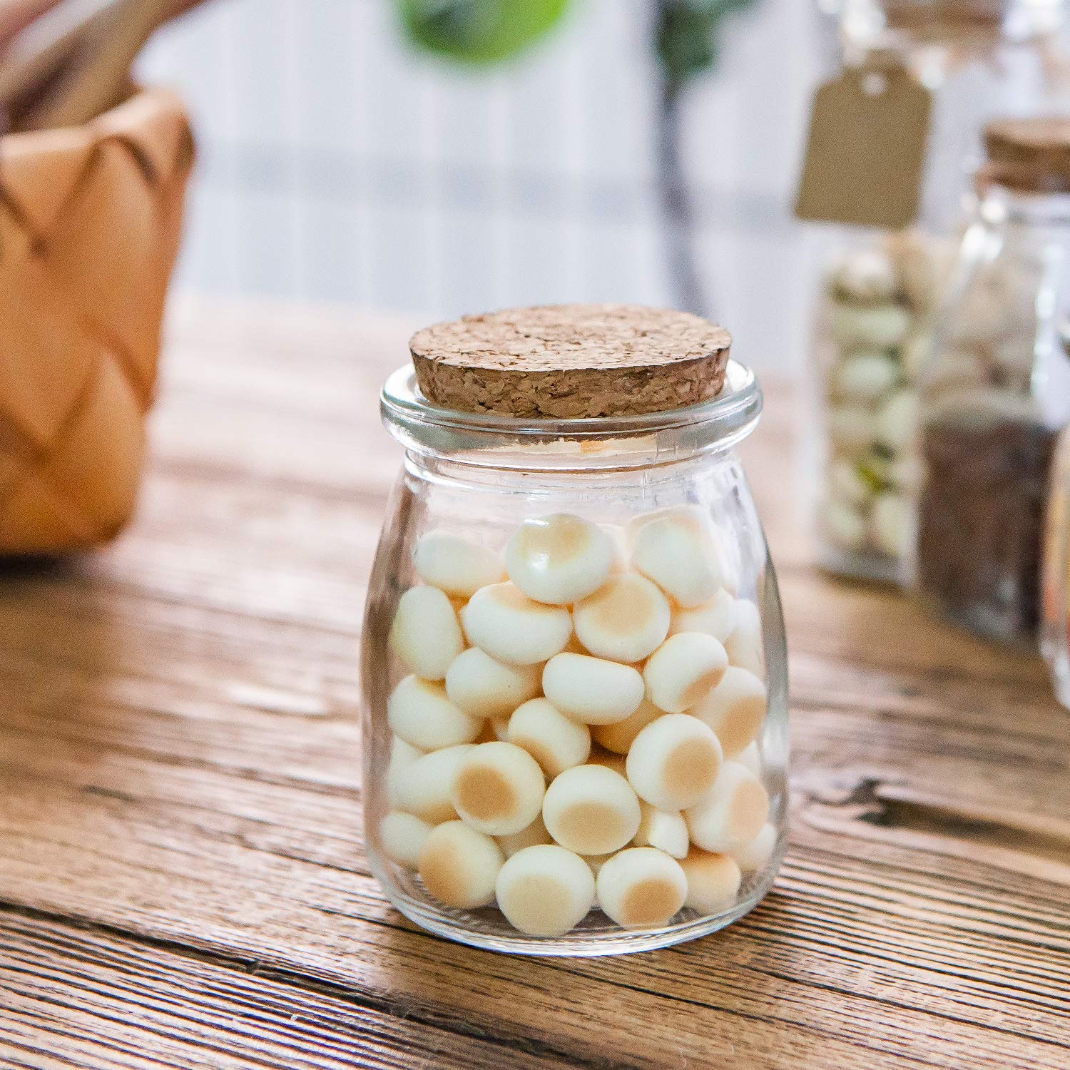 Brajttt jar with label tags and string, ideal for rustic wedding favors