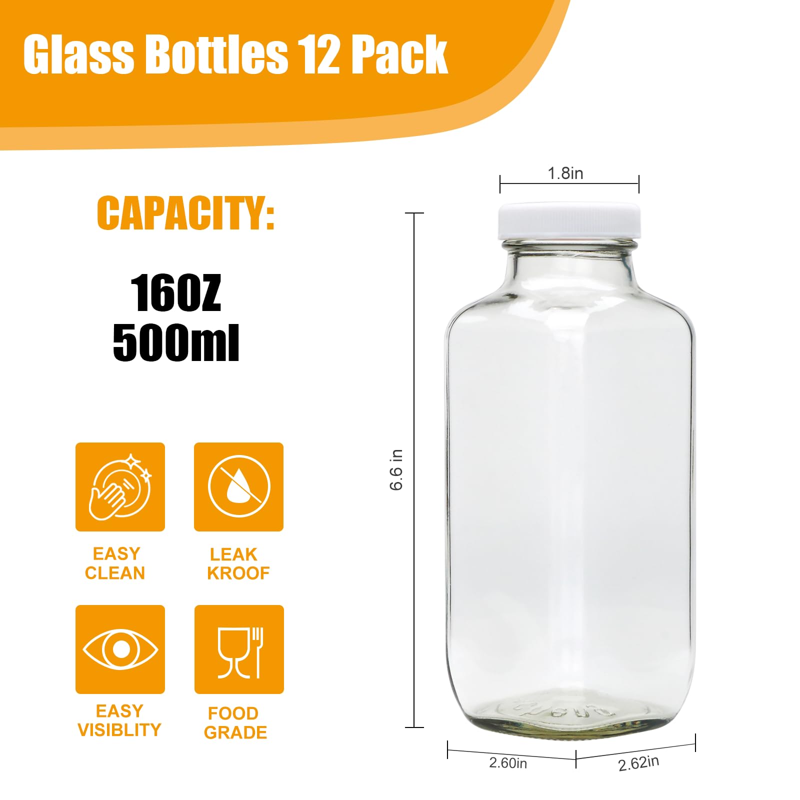 Brajttt reusable glass bottle with sealed lid close-up showing leak protection