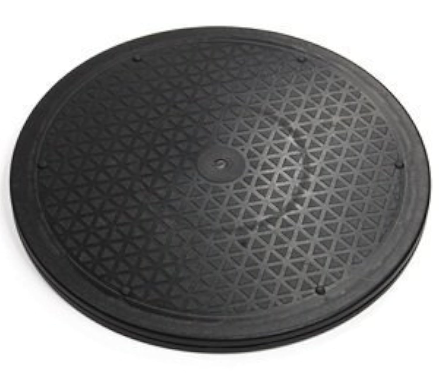 Brand 12-inch rotating swivel monitor stand enables smooth, adjustable viewing angles.