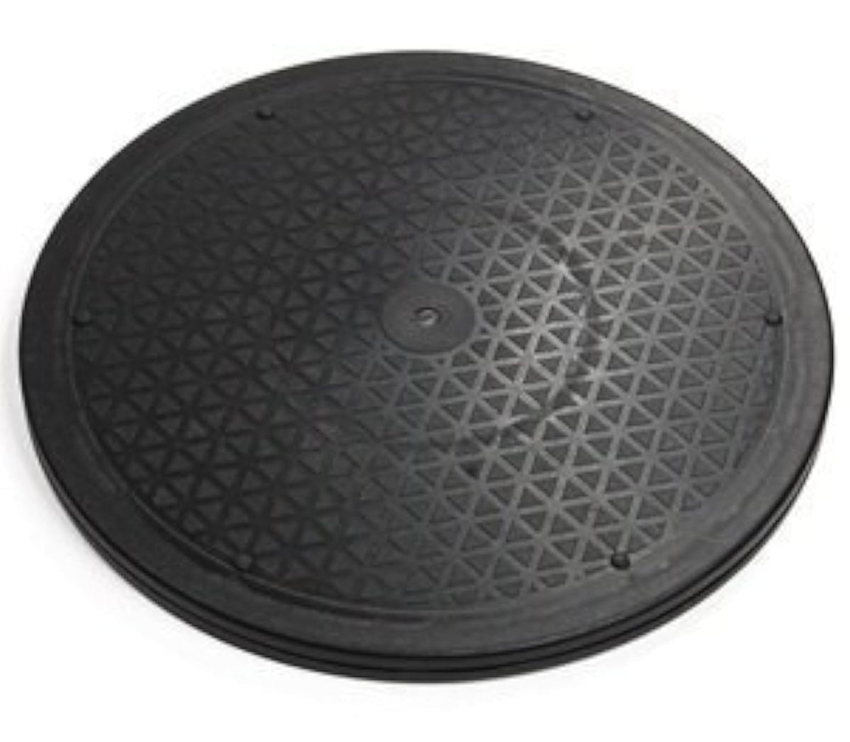 Brand 12-inch rotating swivel monitor stand enables smooth, adjustable viewing angles.