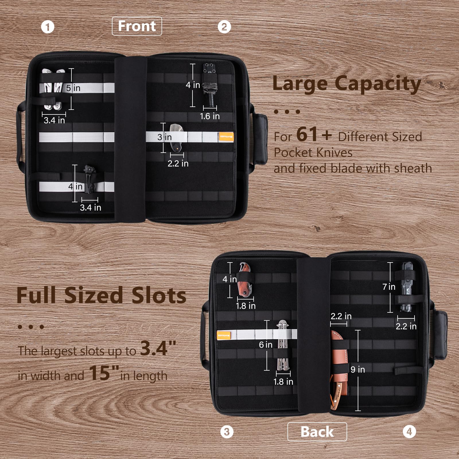 Durable BRANTMAKER knife organizer protects blades with foam shell and dividers