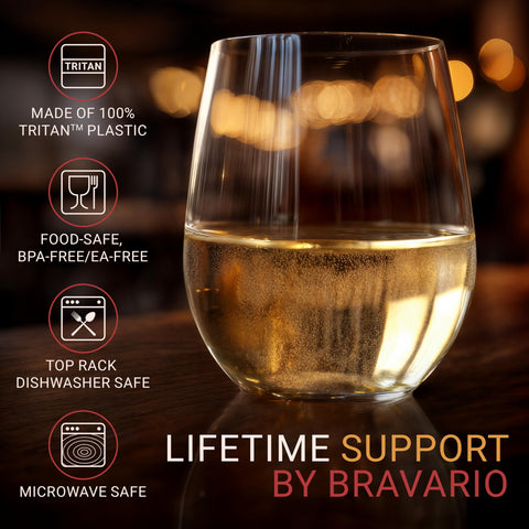 Bravario crystal-clear look delivers real-glass aesthetics for elegant gatherings.