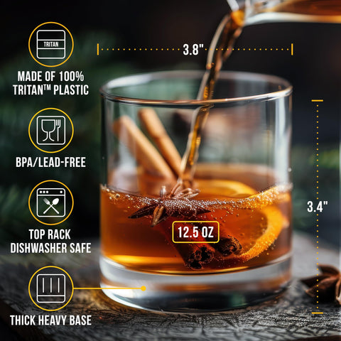 Bravario dishwasher-safe Tritan glasses clear emphasizes easy cleaning and crystal clarity.