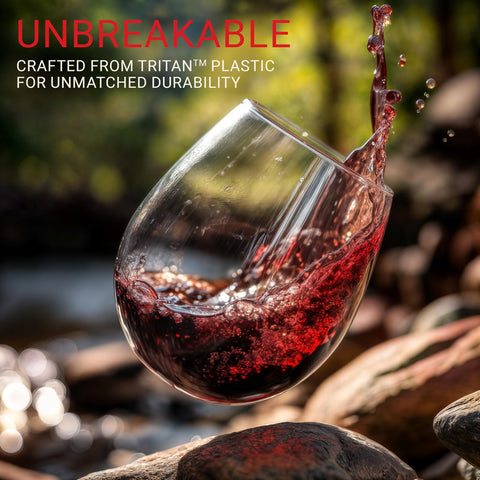 Bravario outdoor-ready stemless glass for beach bonfires and camping nights