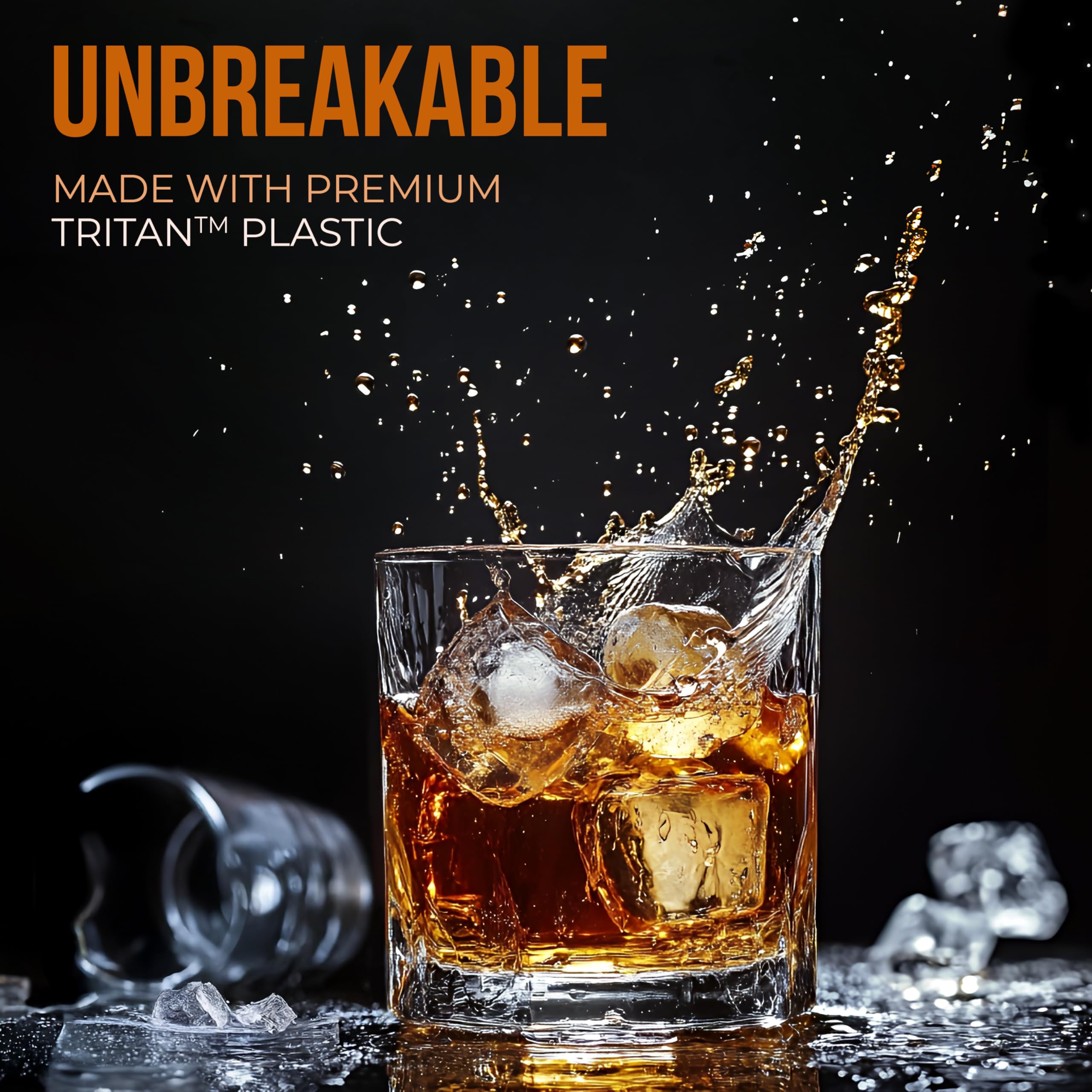 Bravario Tritan rocks lowball glasses set for stylish, shatterproof design for cocktails.