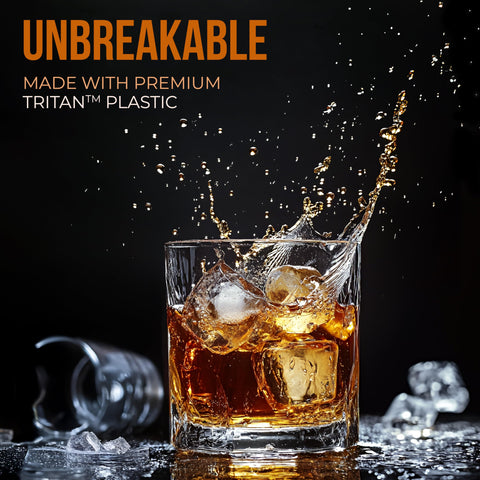 Bravario Tritan rocks lowball glasses set for stylish, shatterproof design for cocktails.