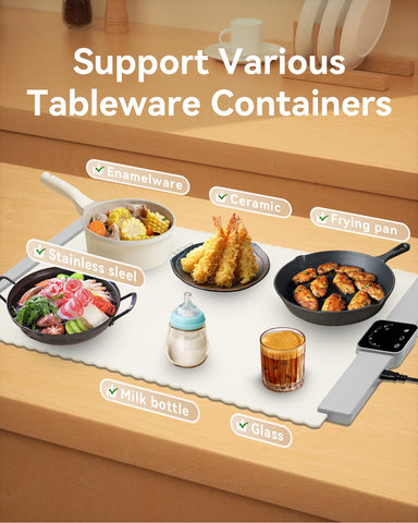 BRAVESTONE Food Warmer Mat has non-slip feet protecting countertops