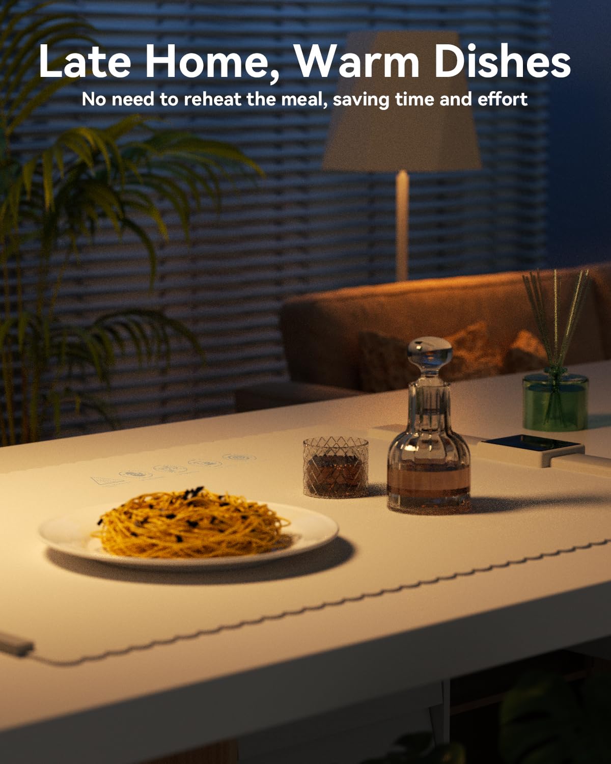 BRAVESTONE Food Warmer Mat complements meals by keeping warm dishes ready
