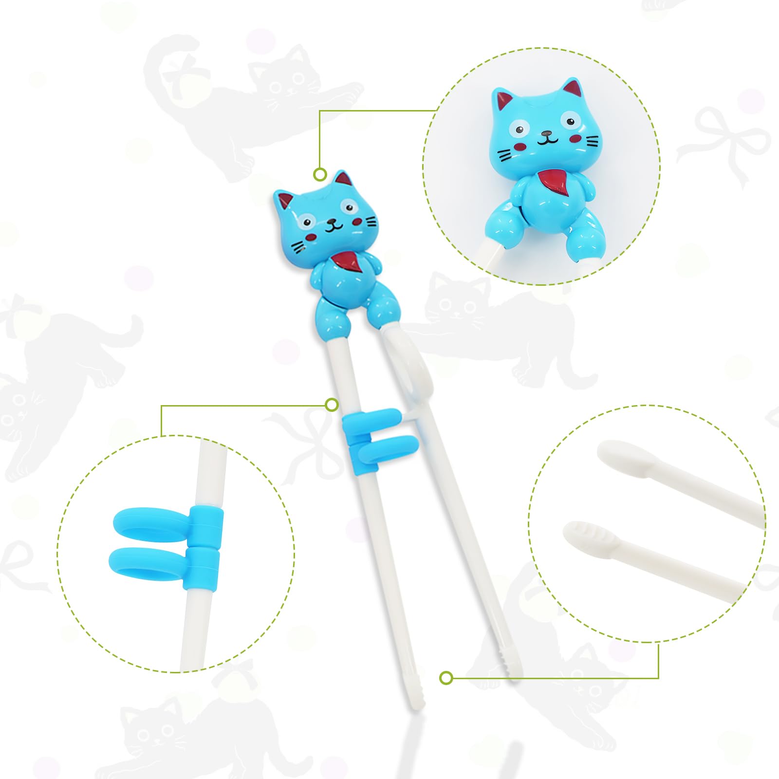 Braxan blue cat design chopsticks for beginners and fun meals.
