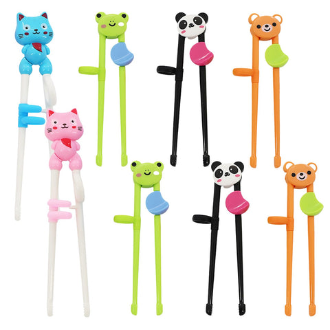 Braxan orange bear design training chopsticks aid kids learning self-feeding.