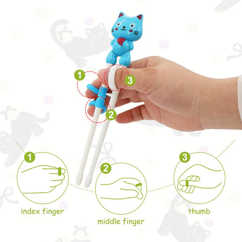 Braxan pink cat design training chopsticks aid grip and play.