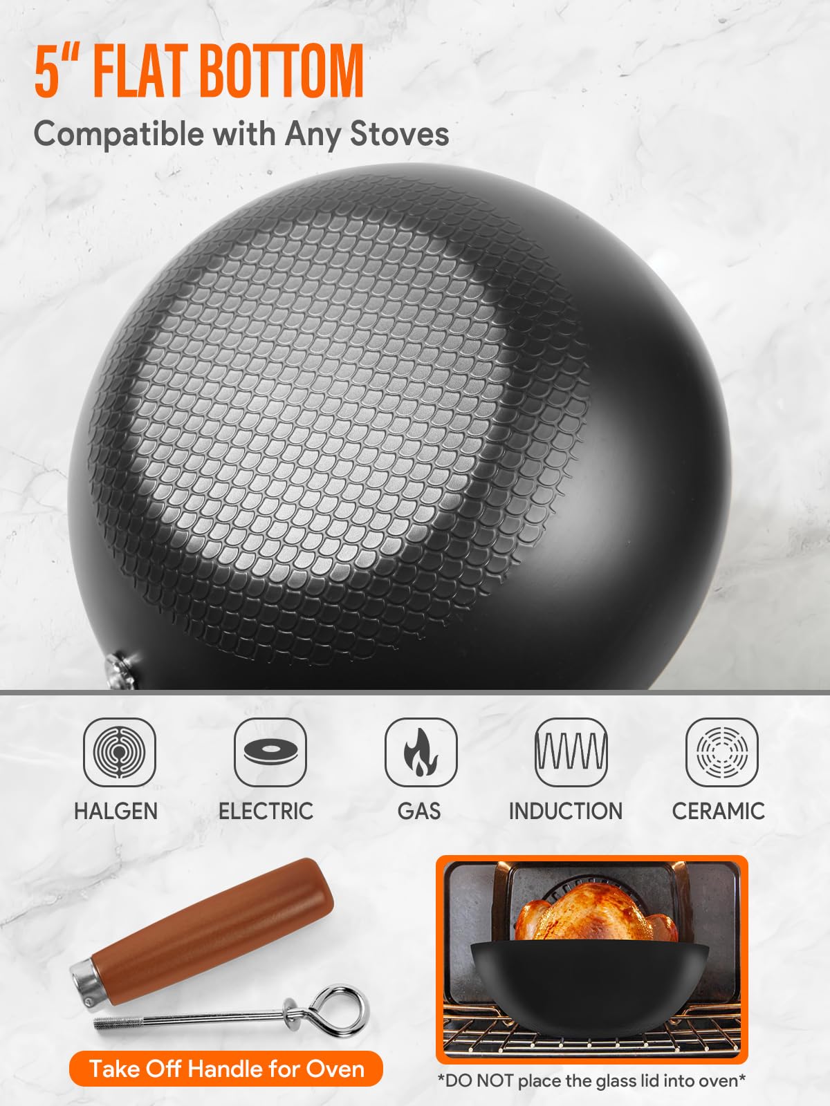 BrBrGo carbon steel wok durable heat retention and fast cooking performance.