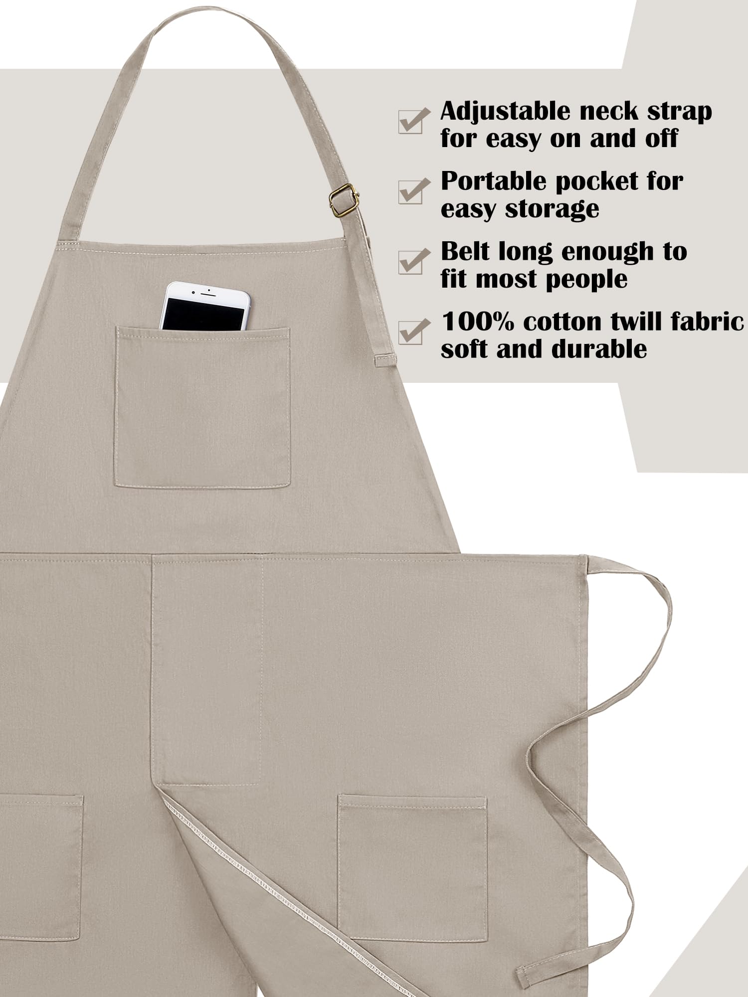 Breathffy apron side view in khaki gray dual-color finish