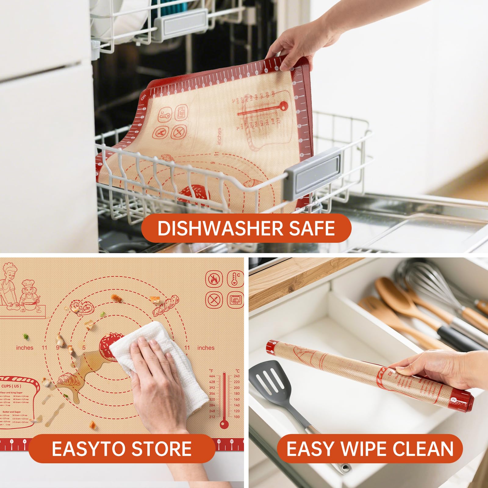bredominant easy-clean nonstick mat stays tidy between uses