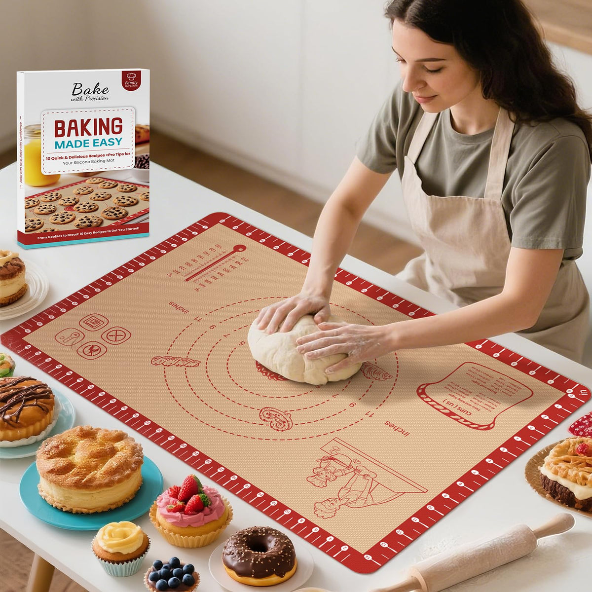 bredominant silicone baking mat with extra thickness for stable rolling and even heat