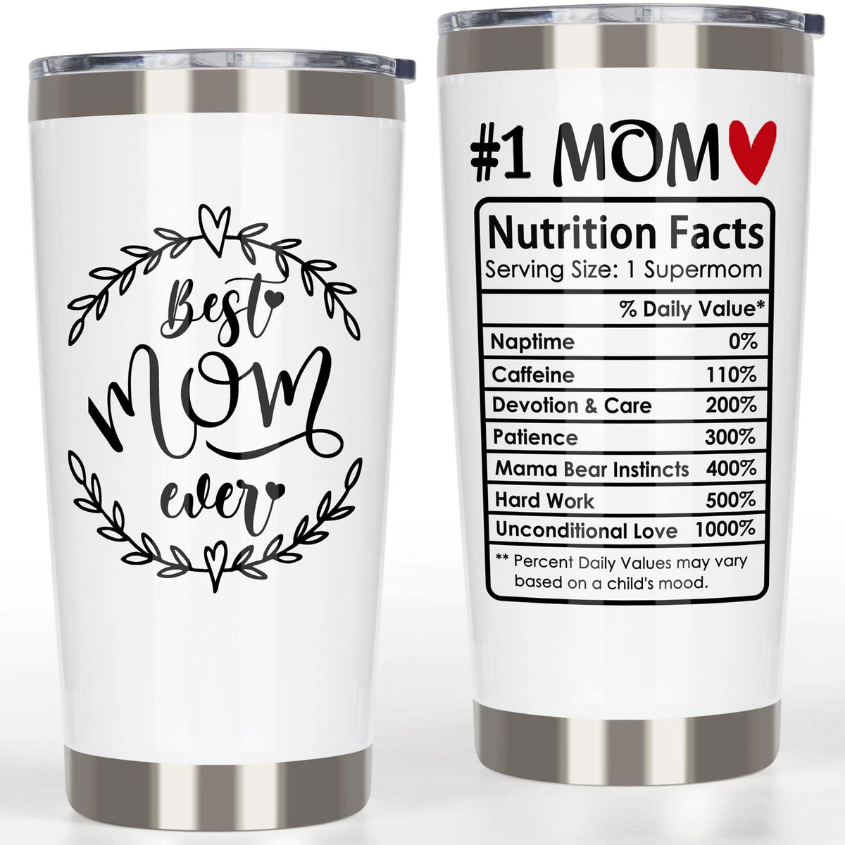 Breezy Valley mom tumbler front view, durable 20oz design for on-the-go hydration.