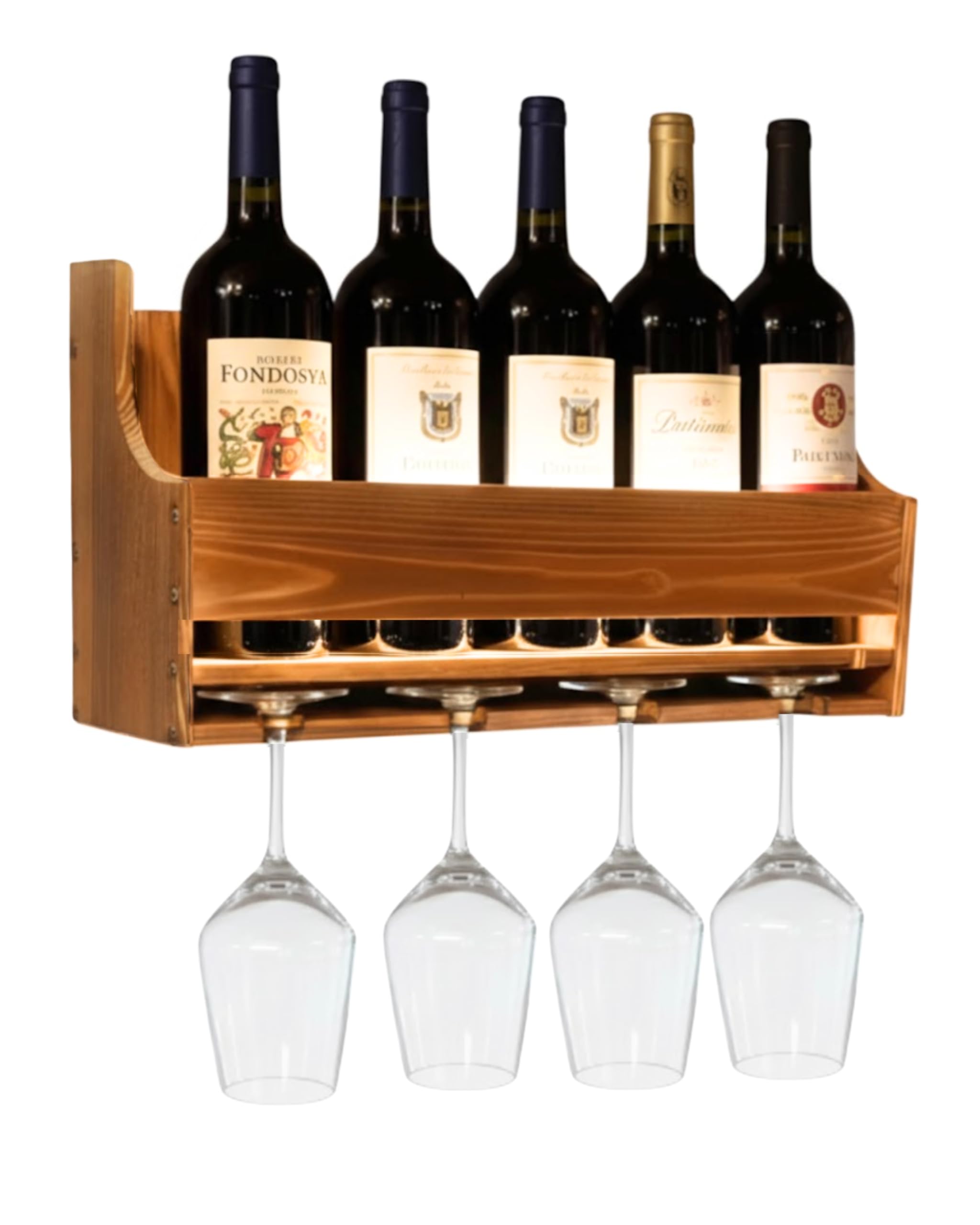 brekle wall-mounted LED wine rack adds warm illumination and ambiance
