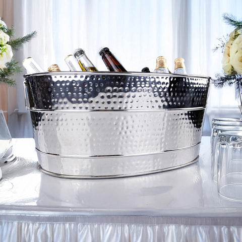 BREKX Aspen heavy-duty oval drink cooler, side view, durable stainless steel resists dents.