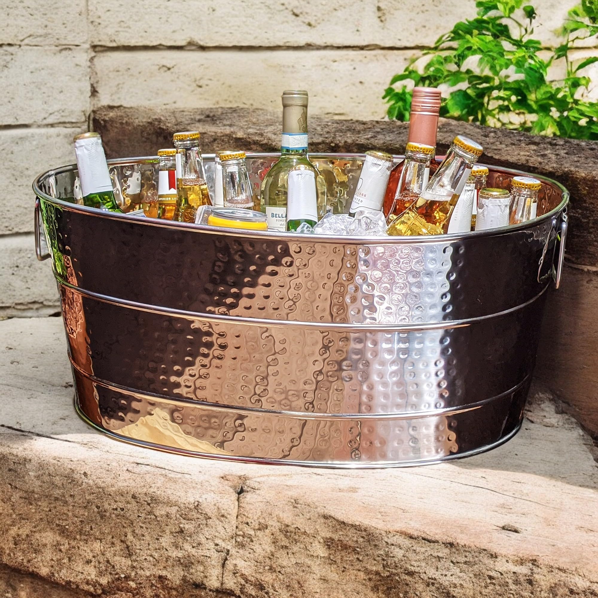 BREKX Aspen stainless steel ice tub keeps beverages chilled and presentable.