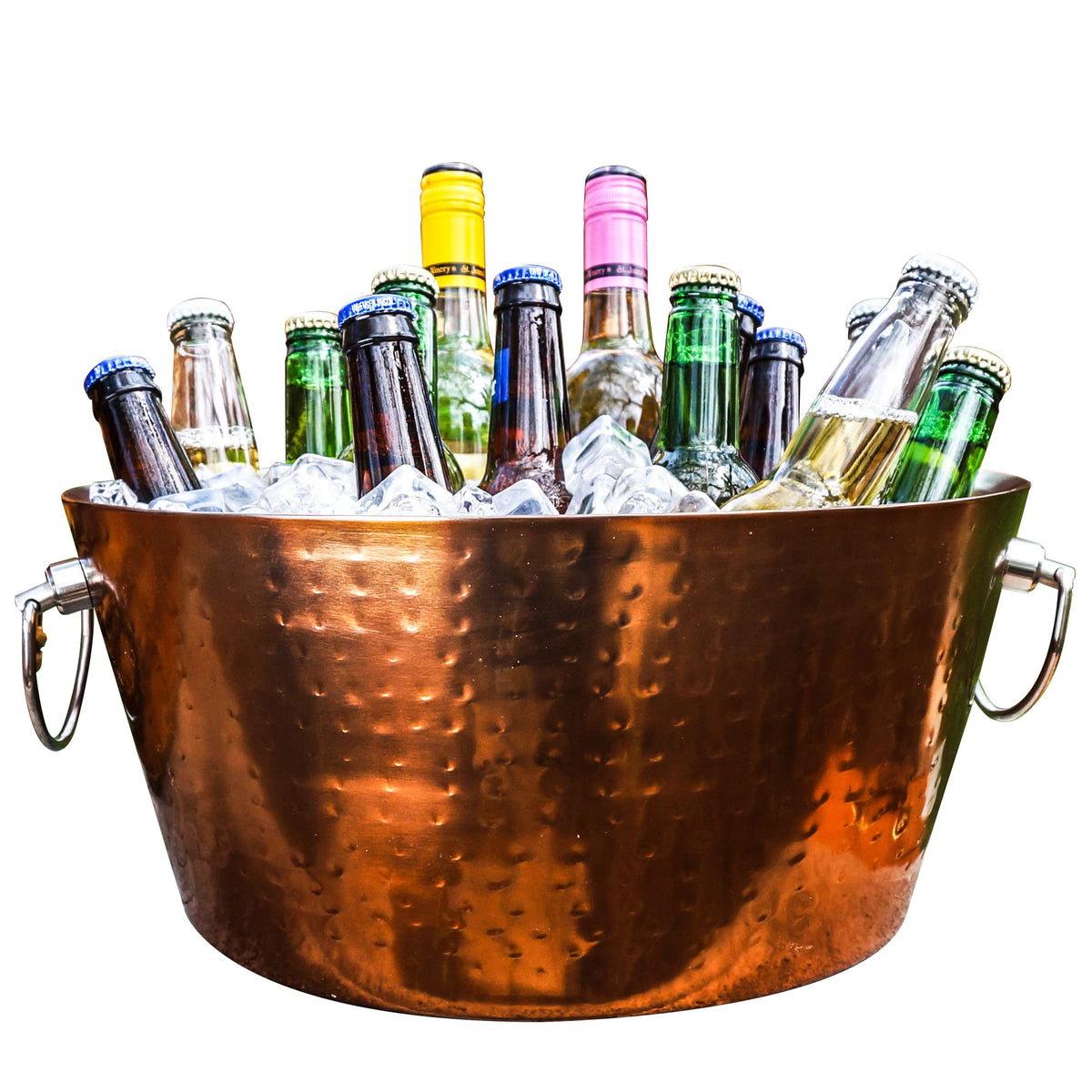 BREKX insulated rose copper ice bucket with handles keeps beverages cold