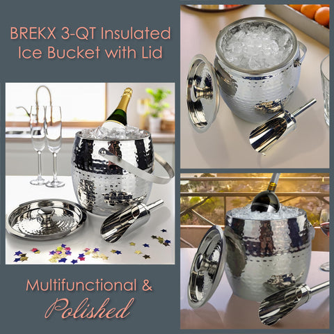 BREKX swing-handle ice bucket for easy transport and serving