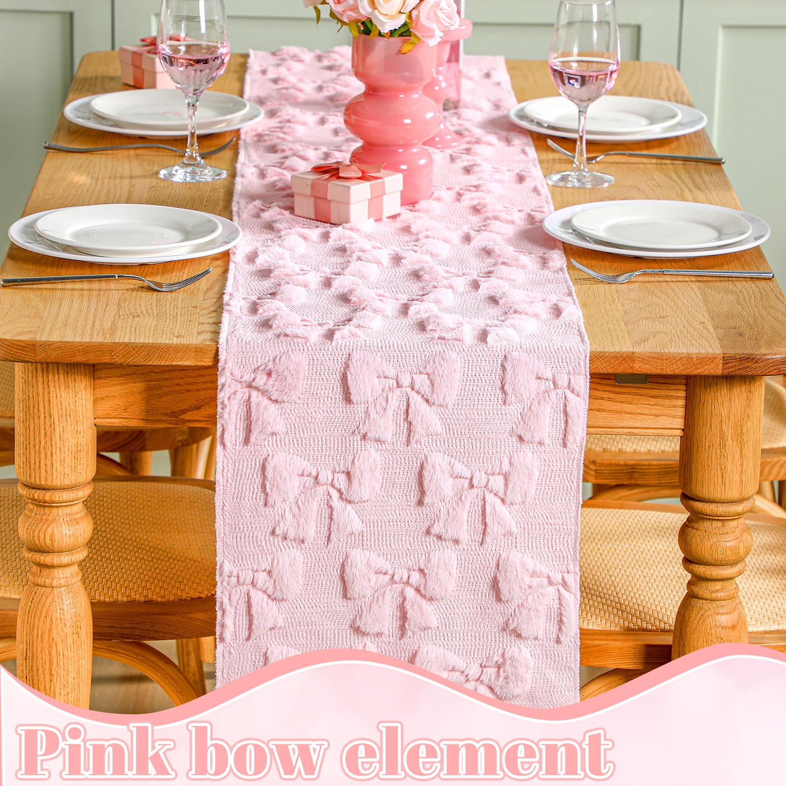 Breling 12x72 table cloth fits 4–8-person setups with chic pink accent