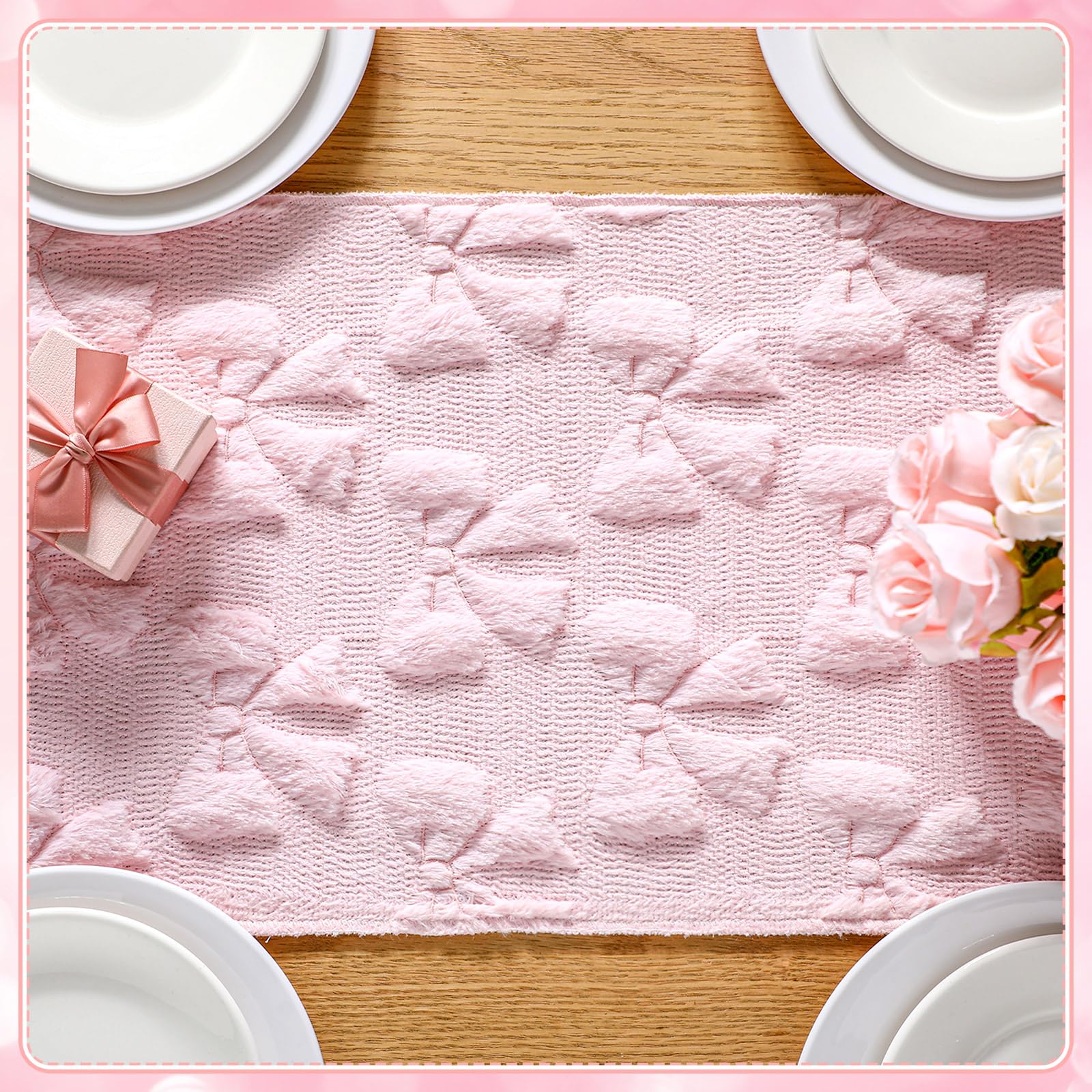 Breling machine-washable pink table runner for easy care and quick drying